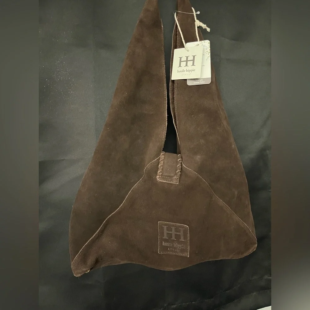 Brown Suede Haute Hippie Triangle Sling Bag NWT